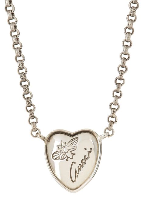 gucci necklace charm free shipping|Gucci sterling silver heart necklace.